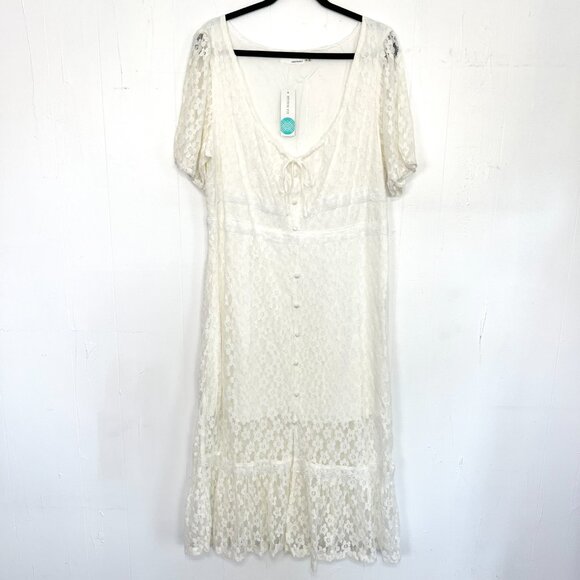 NWT Stitch Fix Heatherly Ivory White Floral Lace Midi Dress 2X - Picture 1 of 6